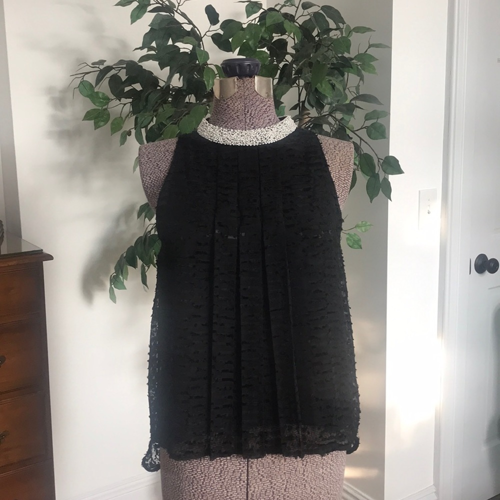 Anthropologie black and white top size 6